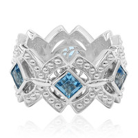 Anello in argento con Topazio Blu Svizzero (Dallas Prince Designs)