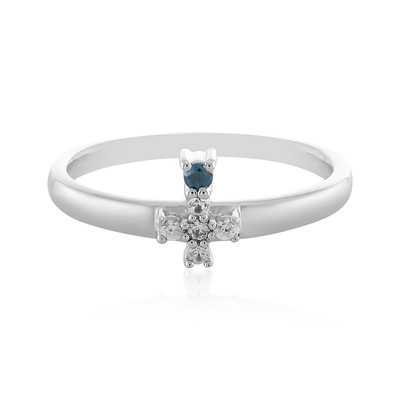 Anello in argento con Diamante Blu I3
