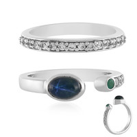 Set anelli in argento con Zaffiro Stellato Blu e Zircone