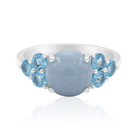 Anello in argento con Opale Blu del Madagascar