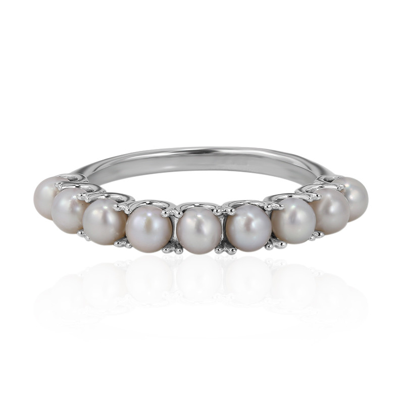 Anello in argento con diamanti e Perla Nera d'Acqua Dolce - Perle