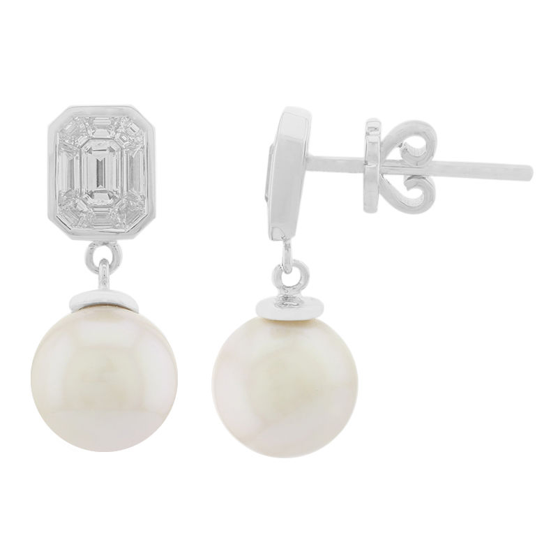 Orecchini di perle Akoya da 5-6 mm AAA Gioielli Orecchini Orecchini a grappolo 18k oro con zaffiro 