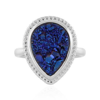 Anello in argento con Agata Glitter Blu Cobalto