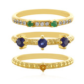 Set anelli in argento con Zaffiro Blu, Smeraldo, Citrino e Zircone