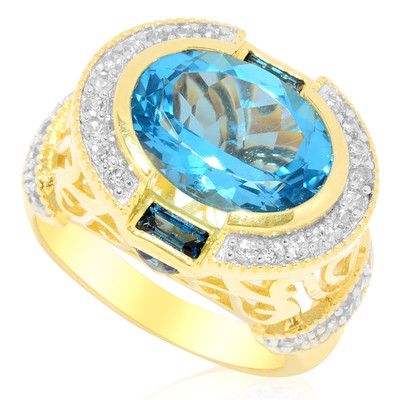 Anello placcato in oro con Topazio Blu Svizzero (Dallas Prince Designs)