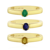 Set anelli in argento con Zaffiro Giallo, Zaffiro Blu e Smeraldo