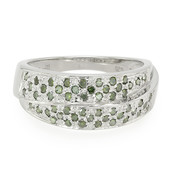 Anello in argento con Diamante Verde Foresta (Cavill)