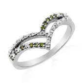 Anello in argento con Diamante Verde I2