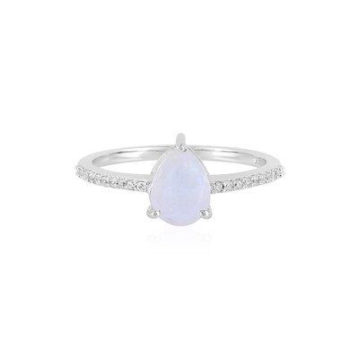 Anello in argento con Pietra di Luna Arcobaleno