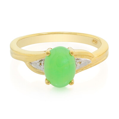 Anello placcato in oro con Crisoprasio Imperiale