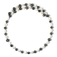 Collana rigida in acciaio con Perla Nera di Acqua Dolce (Riya)