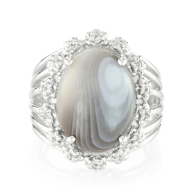 Anello in argento con Agata Botswana