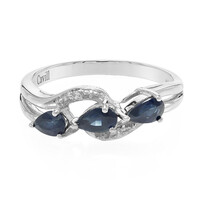 Anello placcato in platino con Zaffiro della Birmania