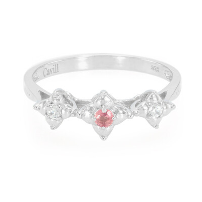 Anello placcato in platino con Zaffiro Padparadscha