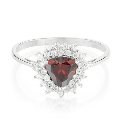 Anello placcato in platino con Zircone Rosso