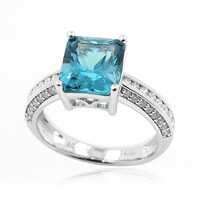 Anello in oro con Apatite Blu Caraibico (de Melo)