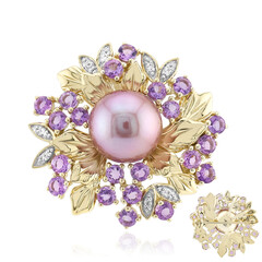 Spilla in argento con Perla Ming Porpora (TPC)