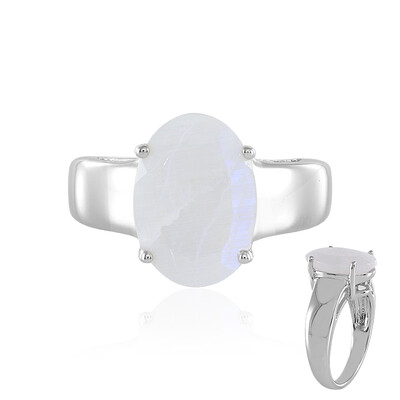 Anello in argento con Pietra di Luna Arcobaleno
