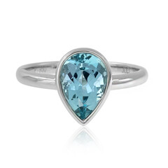Anello in platino con Acquamarina Brasiliana AAA