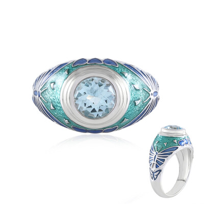 Anello in argento con Topazio Blu Cielo (Adela Silber)