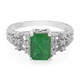 Anello placcato in platino con Smeraldo Bahia