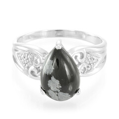 Anello in argento con Ossidiana Fiocco di Neve
