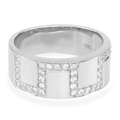 Anello da uomo in argento con Zaffiro Bianco