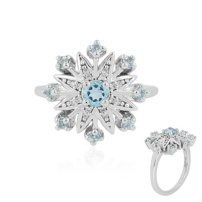 Anello in argento con Topazio Blu Svizzero