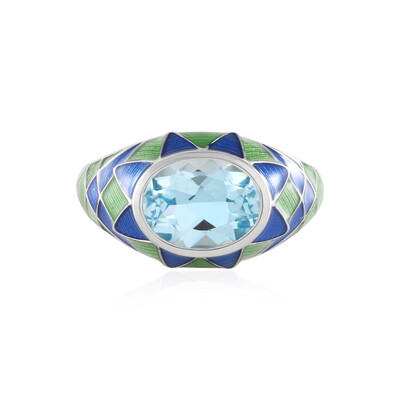 Anello in argento con Topazio Blu Cielo (Adela Silber)