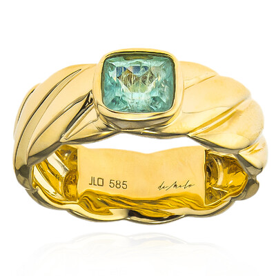Anello in oro con Tormalina Blu Caraibico (de Melo)