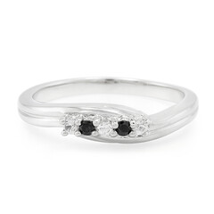 Anello in argento con Zaffiro Bianco e Spinello Nero