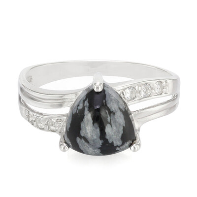 Anello in argento con Ossidiana Fiocco di Neve