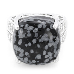 Anello in argento con Ossidiana Fiocco di Neve