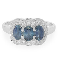 Anello placcato in platino con Zaffiro Kanchanaburi