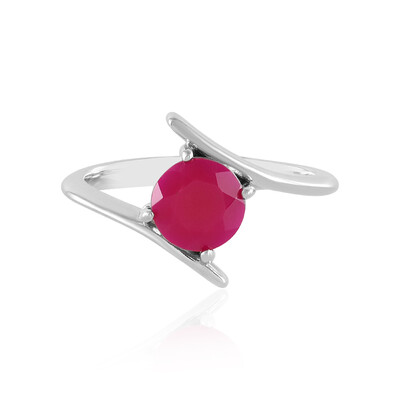 Anello in argento con Calcedonio Lampone