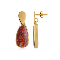 Orecchini in argento con Legno di Palma Pietrificato (Bali Barong)
