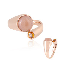 Anello in oro con Pietra di Luna Pesca (KM by Juwelo)