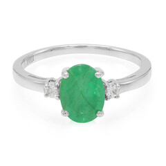 Anello placcato in platino con Smeraldo Bahia