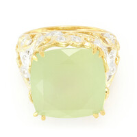 Anello placcato in oro con Prehnite