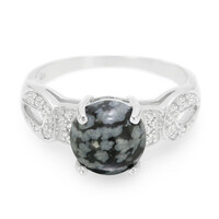 Anello in argento con Ossidiana Fiocco di Neve