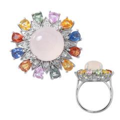 Anello in argento con Calcedonio Rosa