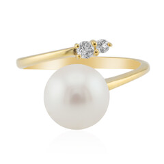 Anello in oro con Perla d'Acqua Dolce Bianca (TPC)