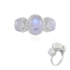 Anello in argento con Pietra di Luna Arcobaleno