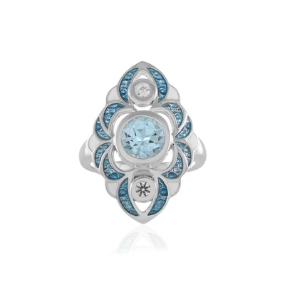 Anello in argento con Topazio Blu Cielo (Adela Silber)