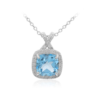 Collana in argento con Topazio Blu Svizzero