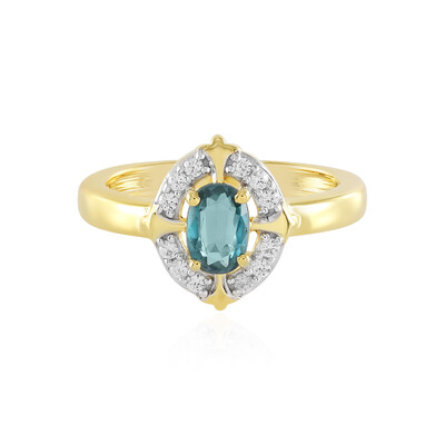 Anello in argento con Cianite Blu Foglia di Tè