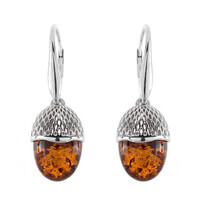 Orecchini in argento con Ambra Baltica Cognac