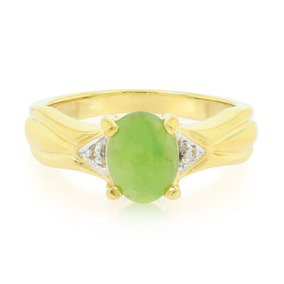 Anello placcato in oro con Crisoprasio Imperiale