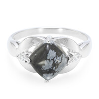 Anello in argento con Ossidiana Fiocco di Neve