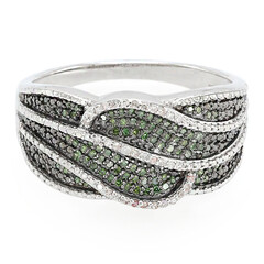 Anello in argento con Diamante Verde Smeraldo